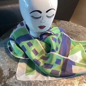 VINTAGE SCARF greens and blues💚💙💚💙💚💙💚💙💚